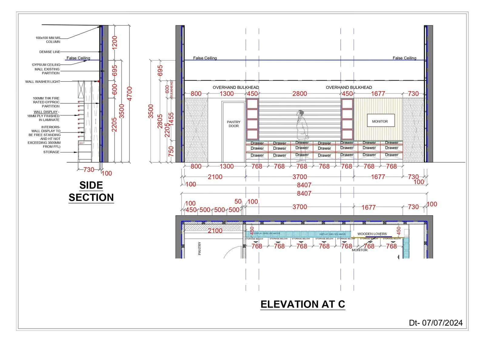 Optical Store Chain — Multi-City Retail Rollout in Hyderabad · Bangalore · Pune · Guwahati (working drawing)